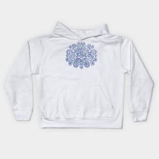 Indigo Blue Denim Ink Doodle Kids Hoodie